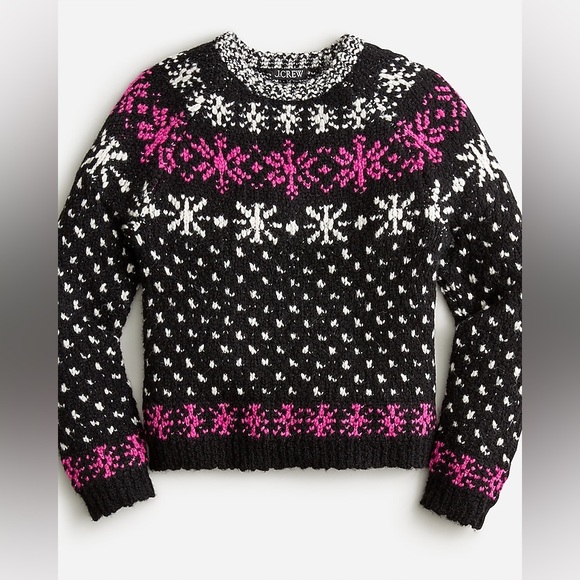 J Crew Jacquard Faie isle sweater Black,Small, Preppy. Cabincore, Wool, Holiday - Picture 5 of 16